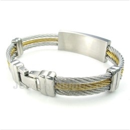 Pulseira Masculina De Titânio Com Cabo Cruzado