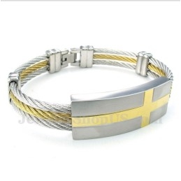 Pulseira Masculina De Titânio Com Cabo Cruzado