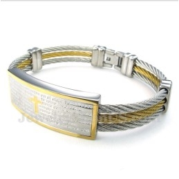 Pulseira Masculina De Titânio Com Versículos Bíblicos