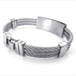 Pulseira Masculina De Titânio Com Cabo De Diamante