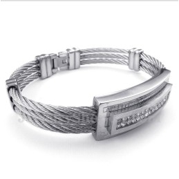 Pulseira Masculina De Titânio Com Cabo De Diamante