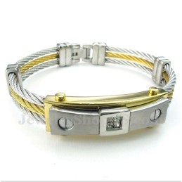 Pulseira Masculina De Titânio Com Cabo De Diamante