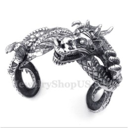 Pulseira Masculina De Titânio Fundido Com Dragão