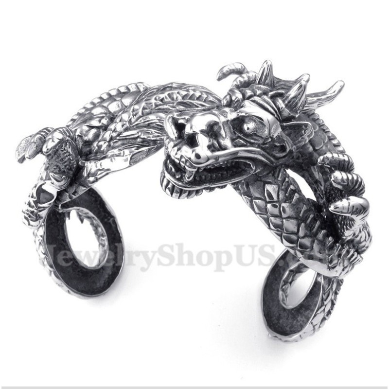 Pulseira Masculina De Titânio Fundido Com Dragão Pulseira Masculina De Titânio Fundido Com Dragão