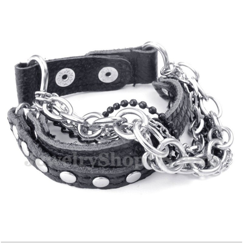 Pulseira Masculina De Couro De Titânio Pulseira Masculina De Couro De Titânio