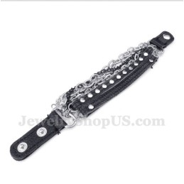 Pulseira Masculina De Couro De Titânio