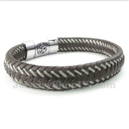 Pulseira Masculina De Couro E Titânio Aries