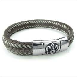 Pulseira Masculina De Couro E Titânio