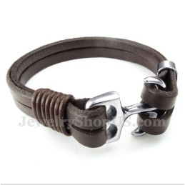 Pulseira De Âncora De Couro Masculina