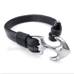 Pulseira De Âncora De Couro Masculina