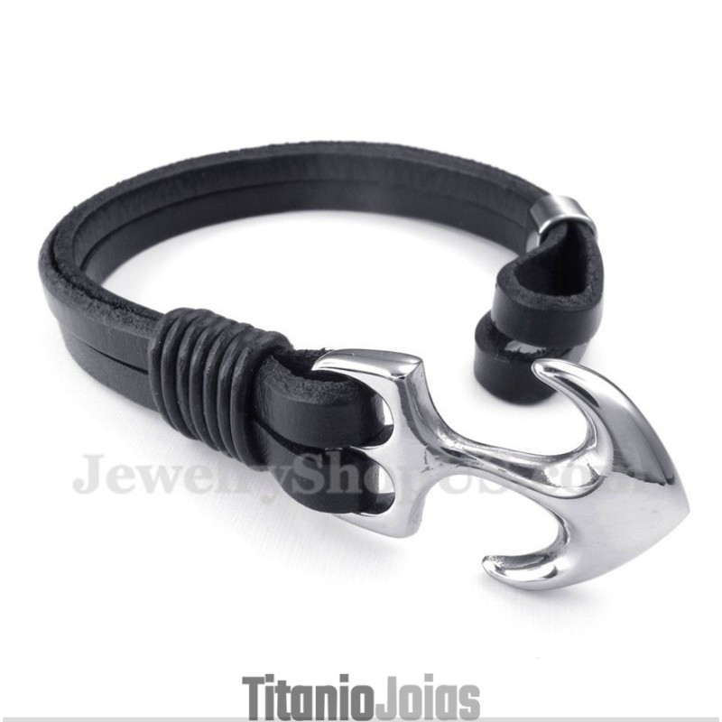 Pulseira De Âncora De Couro Masculina Pulseira De Âncora De Couro Masculina