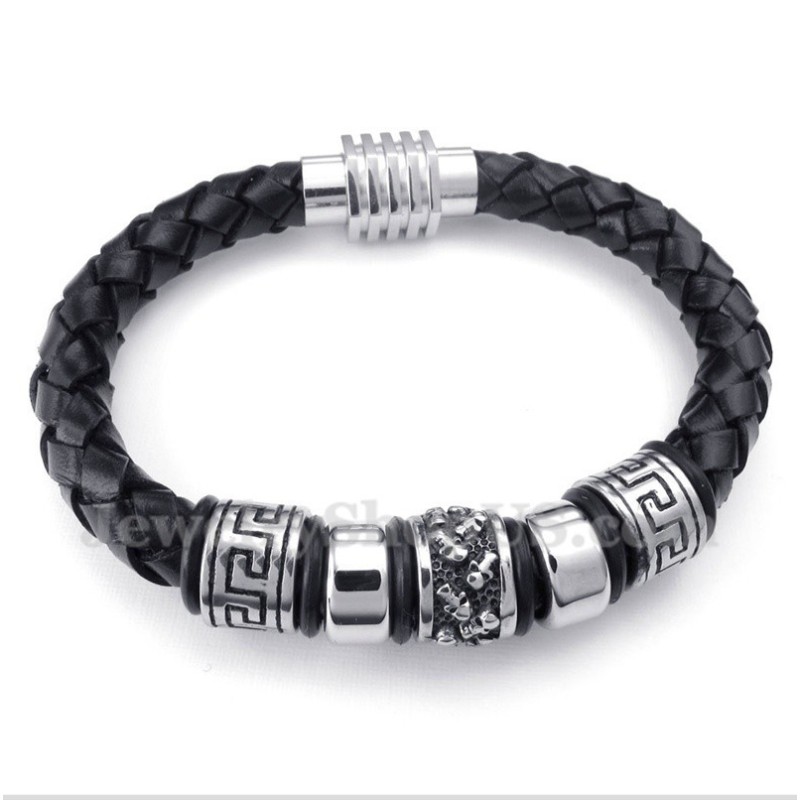 Pulseira Masculina De Couro E Titânio Pulseira Masculina De Couro E Titânio