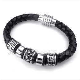 Pulseira Masculina De Couro E Titânio