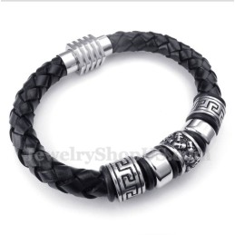 Pulseira Masculina De Couro E Titânio