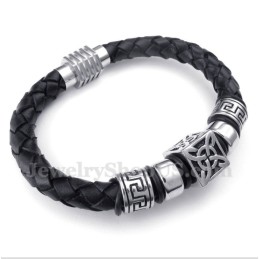 Pulseira Masculina De Couro E Titânio