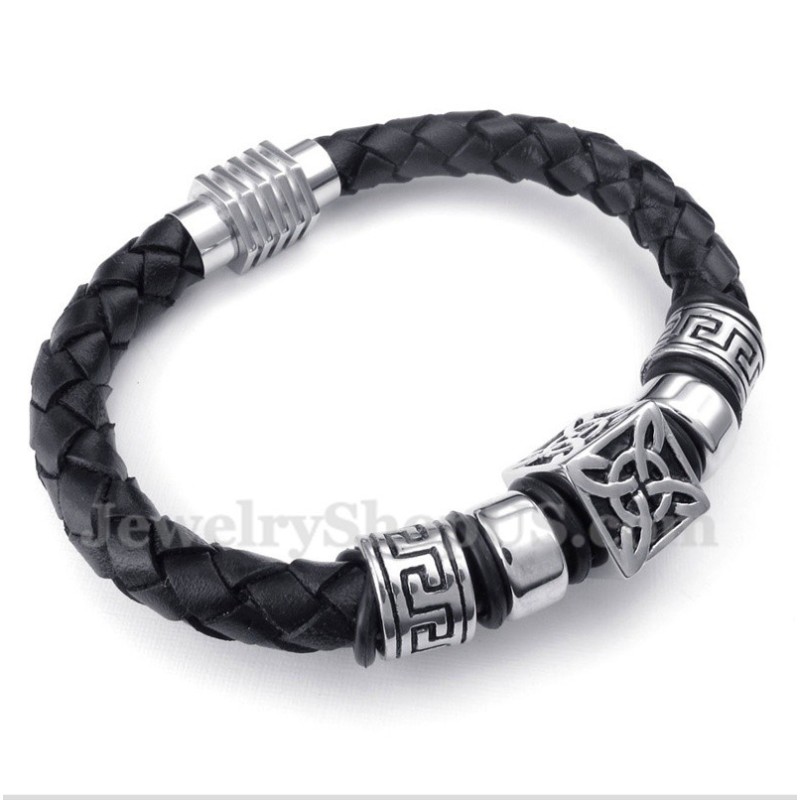 Pulseira Masculina De Couro E Titânio Pulseira Masculina De Couro E Titânio