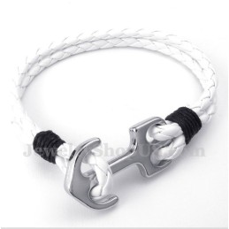 Pulseira De Âncora De Couro Masculina