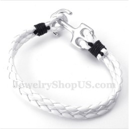 Pulseira De Âncora De Couro Masculina