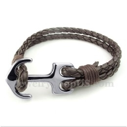 Pulseira De Âncora De Couro Masculina
