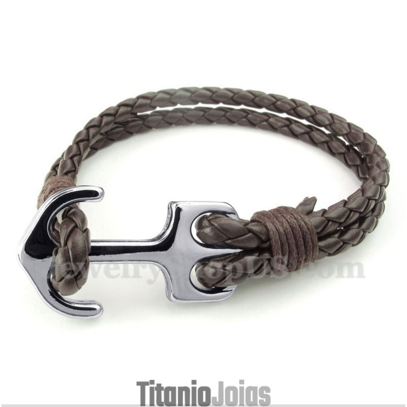 Pulseira De Âncora De Couro Masculina Pulseira De Âncora De Couro Masculina