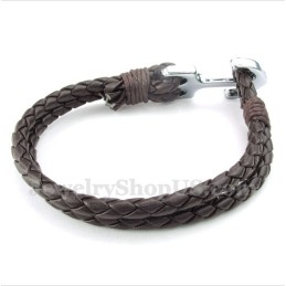 Pulseira De Âncora De Couro Masculina