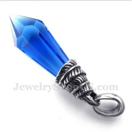 Pingente Masculino De Prisma Hexagonal De Cristal Azul De Titânio Com Corrente Grátis