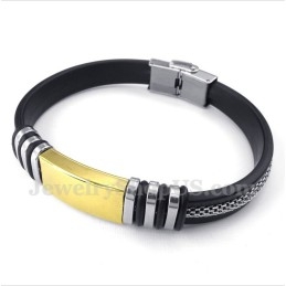Pulseira Masculina De Borracha De Titânio E Ouro