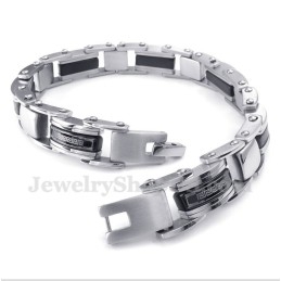 Pulseira Masculina De Titânio Preto Com Padrão Grego Meandro