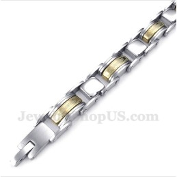 Pulseira Masculina De Titânio Dourado Com Padrão De Meandro Grego