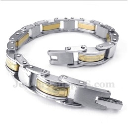 Pulseira Masculina De Titânio Dourado Com Padrão De Meandro Grego