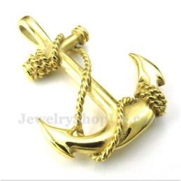 Pingente De Âncora De Ouro E Titânio Masculino Com Corrente Grátis