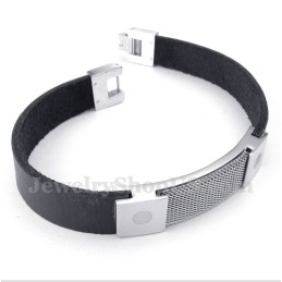 Pulseira De Couro De Malha De Armadura De Titânio Masculina