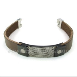 Pulseira De Couro De Malha De Armadura De Titânio Masculina