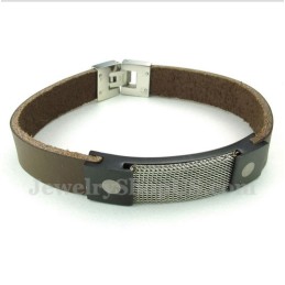 Pulseira De Couro De Malha De Armadura De Titânio Masculina
