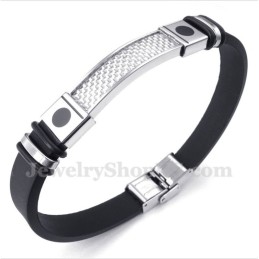 Pulseira Masculina De Borracha De Fibra De Carbono E Titânio