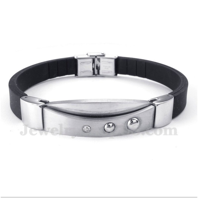 Pulseira Masculina De Borracha De Titânio E Diamante Pulseira Masculina De Borracha De Titânio E Diamante