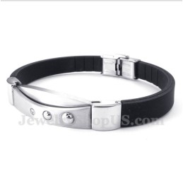Pulseira Masculina De Borracha De Titânio E Diamante