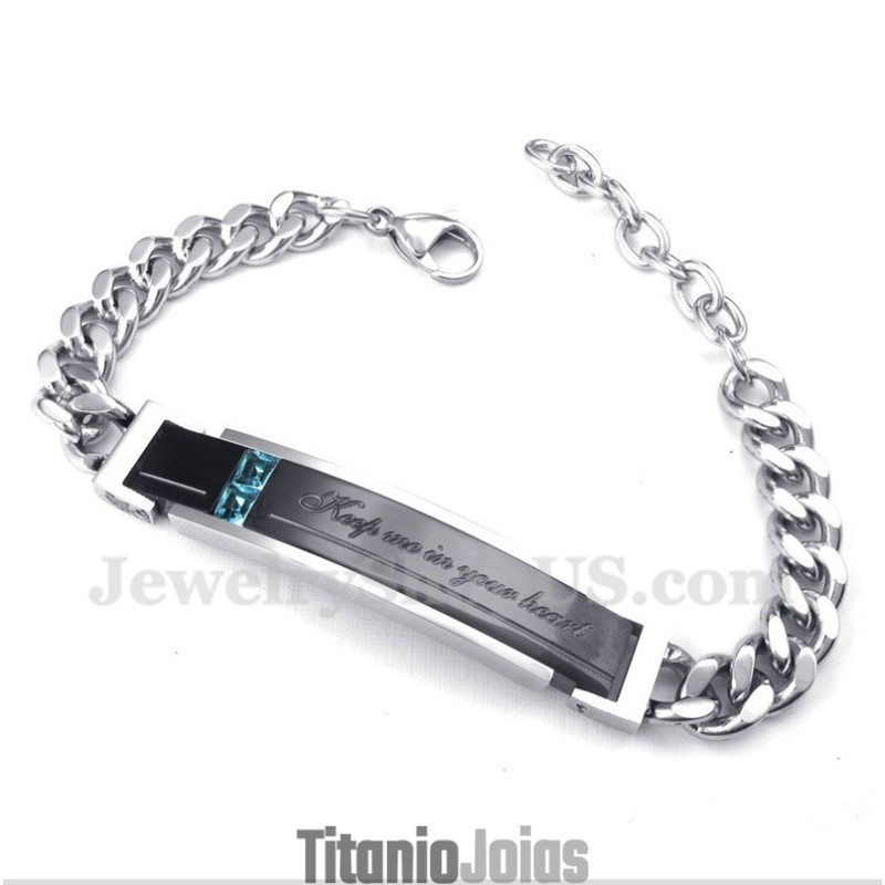 Pulseira De Casal Masculina De Titânio E Diamante Para Ele Pulseira De Casal Masculina De Titânio E Diamante Para Ele