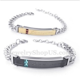 Pulseira De Casal Masculina De Titânio E Diamante Para Ele