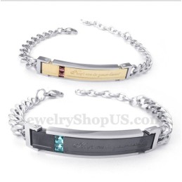 Pulseira De Casal Masculina De Titânio E Diamante Para Ela