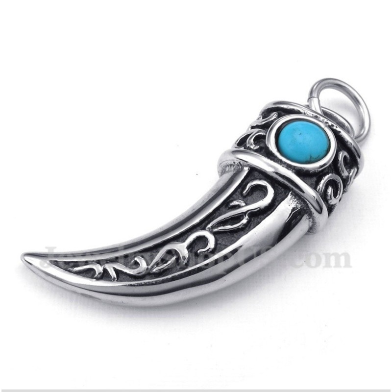 Pingente Masculino De Titânio Fundido Com Chifres De Zircônia Verde E Corrente Grátis Pingente Masculino De Titânio Fundido Com Chifres De Zircônia Verde E Corrente Grátis