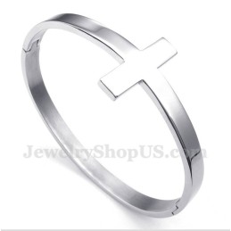 Pulseira Masculina De Titânio Com Cruz