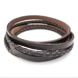 Pulseira Masculina De Couro De Titânio