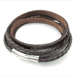 Pulseira Masculina De Couro De Titânio