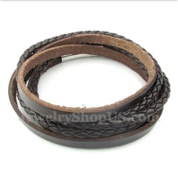 Pulseira Masculina De Couro De Titânio