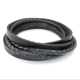 Pulseira Masculina De Couro De Titânio Preto