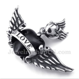 Pingente De Asas De Diamante Negro De Titânio Masculino Com Corrente Grátis