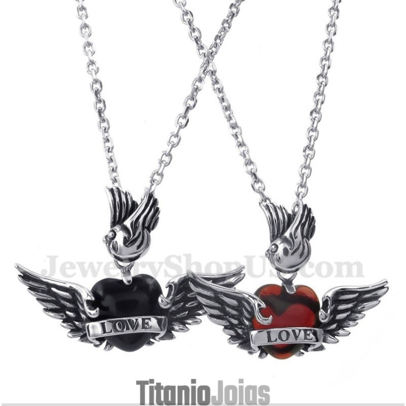 Pingente De Casal De Asas De Diamante Em Titânio Com Corrente Grátis (Um Par) Pingente De Casal De Asas De Diamante Em Titânio Com Corrente Grátis (Um Par)