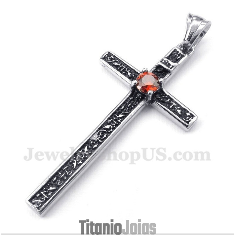 Pingente De Cruz De Titânio Fundido Masculino Com Corrente Grátis