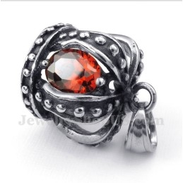 Pingente De Coroa De Cristal Vermelho De Titânio Masculino Com Corrente Grátis
